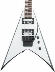 Guitare électrique métal Jackson King V JS32 - White black bevels
