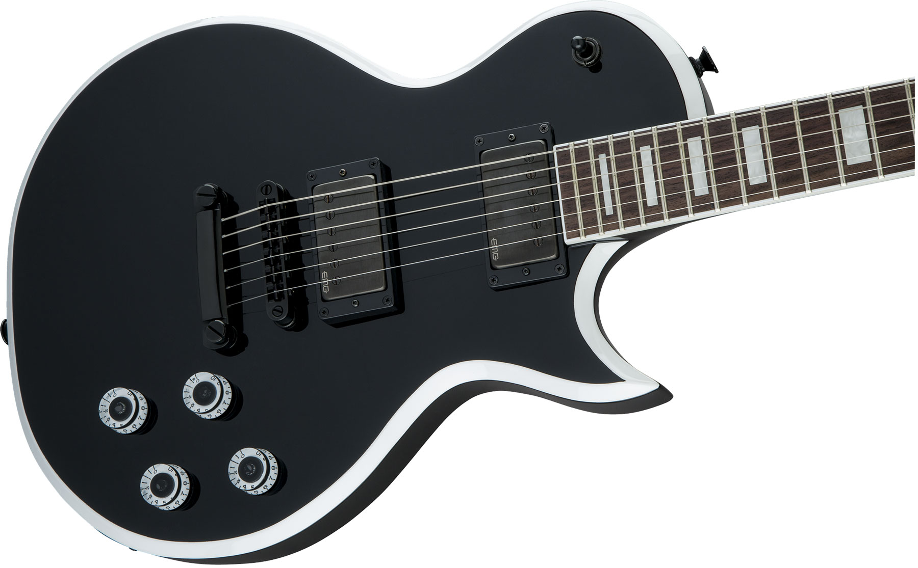 Jackson Marty Friedman Mf1 X-series Signature 2h Emg Ht Lau - Black With White Bevels - Guitare Électrique Single Cut - Variation 2