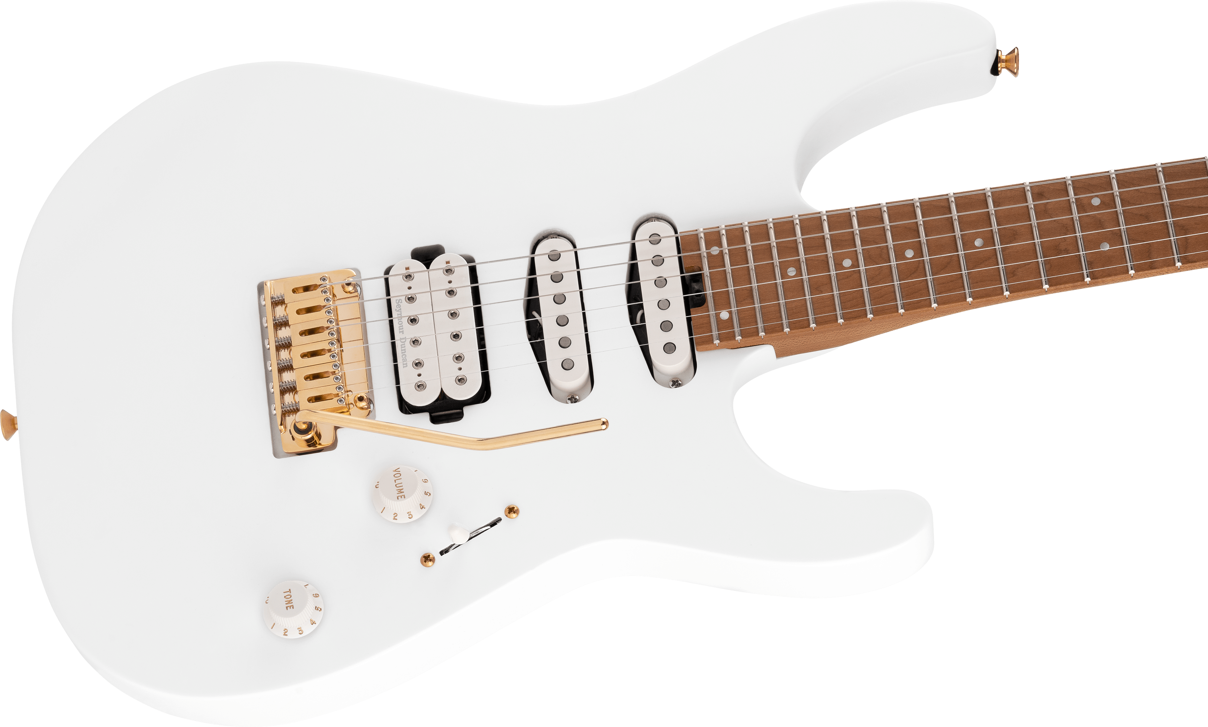 Charvel Dinky Dk24 Hss 2pt Cm Pro-mod Seymour Duncan Trem Mn - Snow White - Guitare Électrique Forme Str - Variation 2