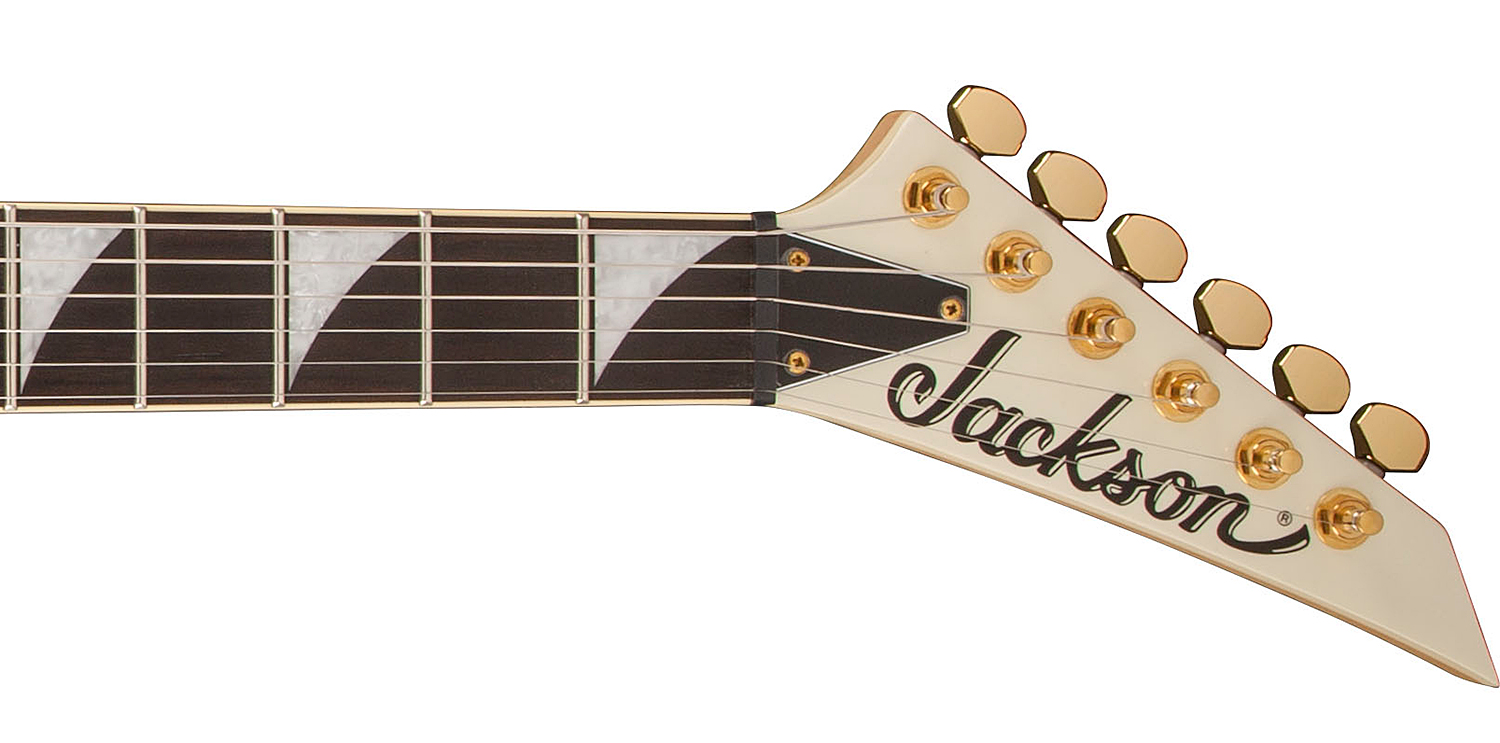 Jackson Rhoads Rrt-3 Pro 2h Seymour Duncan Ht Eb - Ivory With Black Pinstripes - Guitare Électrique MÉtal - Variation 3
