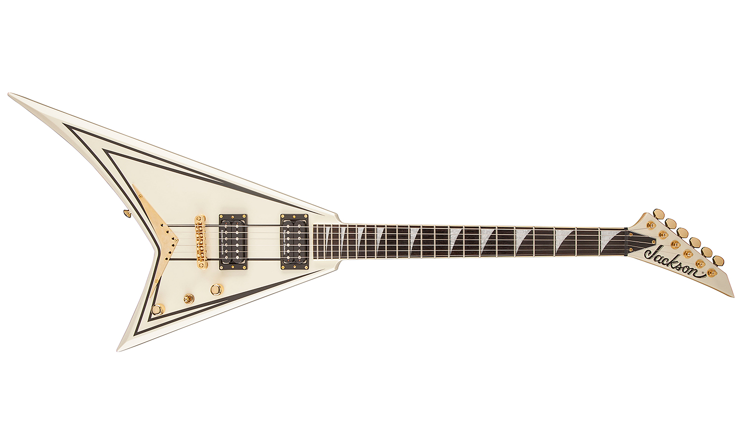 Jackson Rhoads Rrt-3 Pro 2h Seymour Duncan Ht Eb - Ivory With Black Pinstripes - Guitare Électrique MÉtal - Variation 1