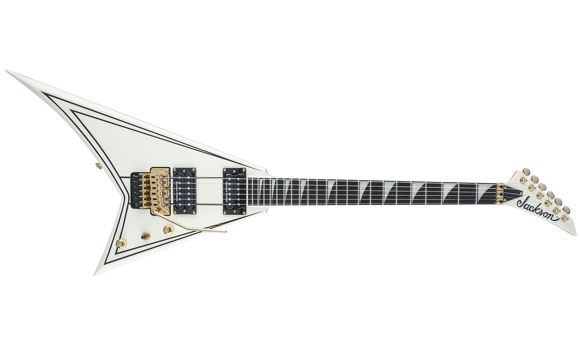 Jackson Rhoads Rr3 Pro 2h Seymour Duncan Fr Eb - Ivory With Black Pinstripes - Guitare Électrique MÉtal - Variation 1