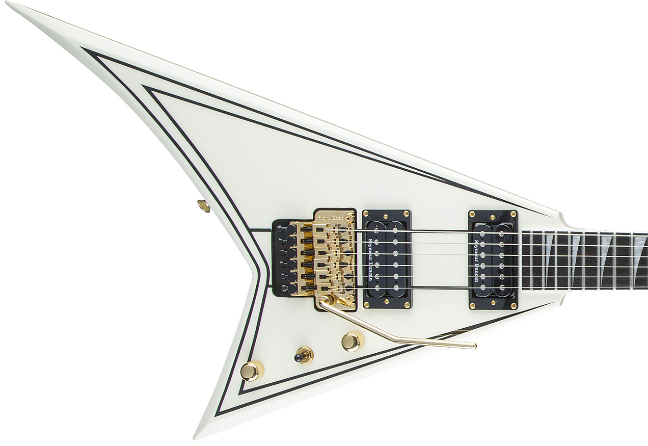 Jackson Rhoads Rr3 Pro 2h Seymour Duncan Fr Eb - Ivory With Black Pinstripes - Guitare Électrique MÉtal - Variation 2