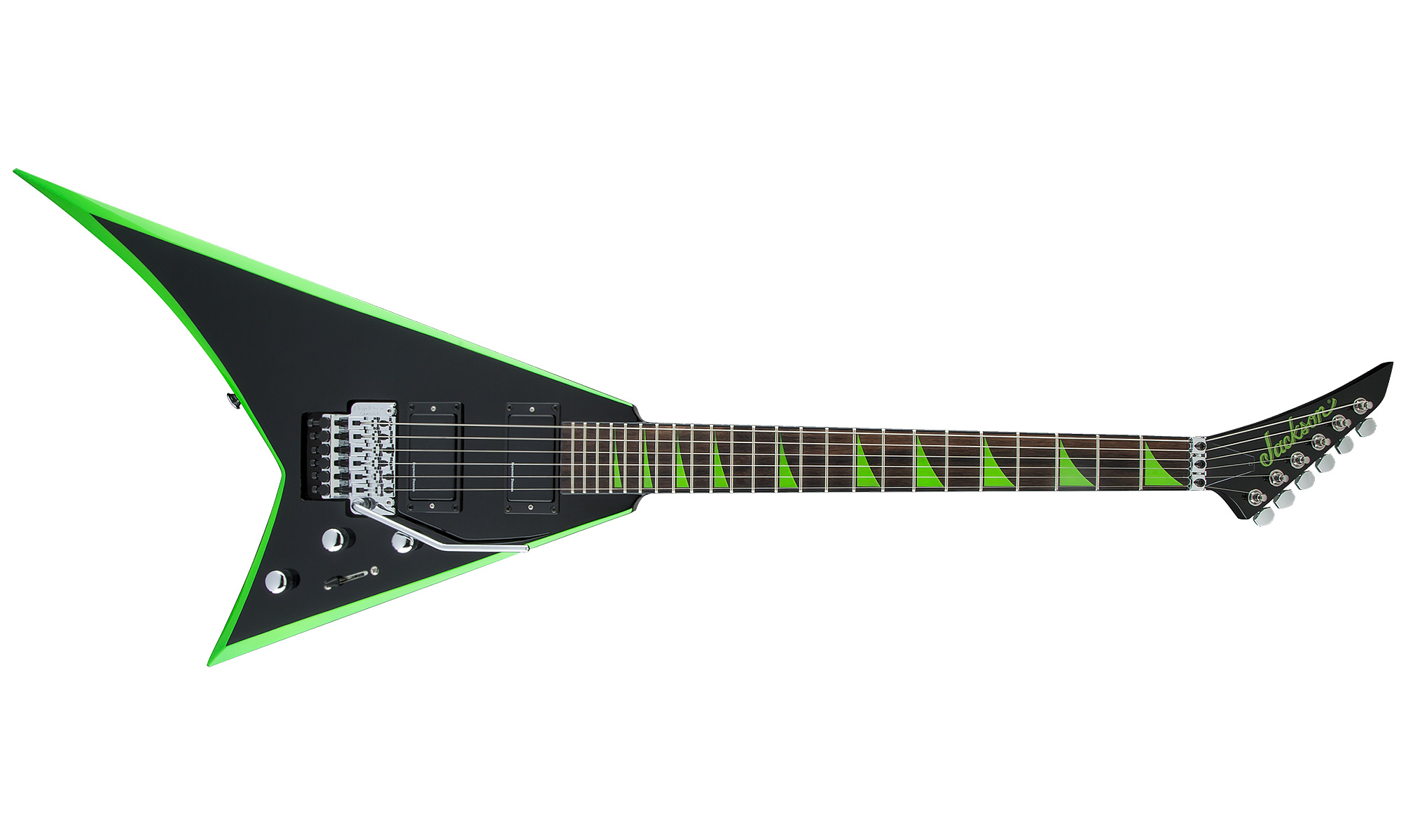 Jackson Rhoads Rrx24 Hh S.duncan Floyd Rose Rw - Black With Neon Green Bevels - Guitare Électrique MÉtal - Variation 1