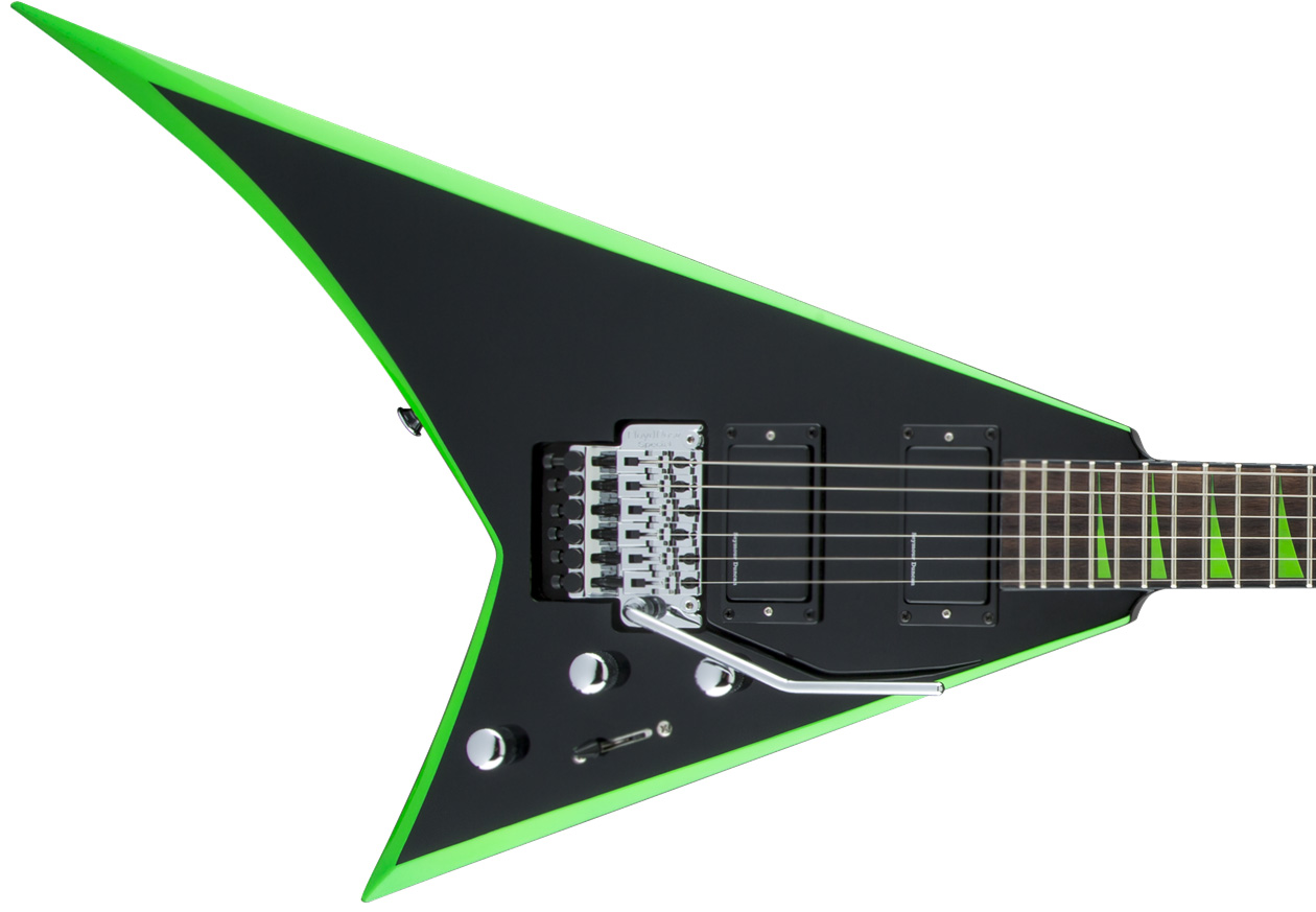 Jackson Rhoads Rrx24 Hh S.duncan Floyd Rose Rw - Black With Neon Green Bevels - Guitare Électrique MÉtal - Variation 2