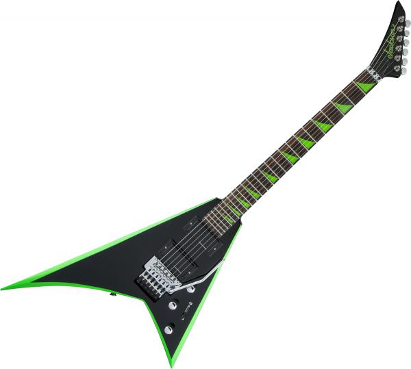 green and black guitar