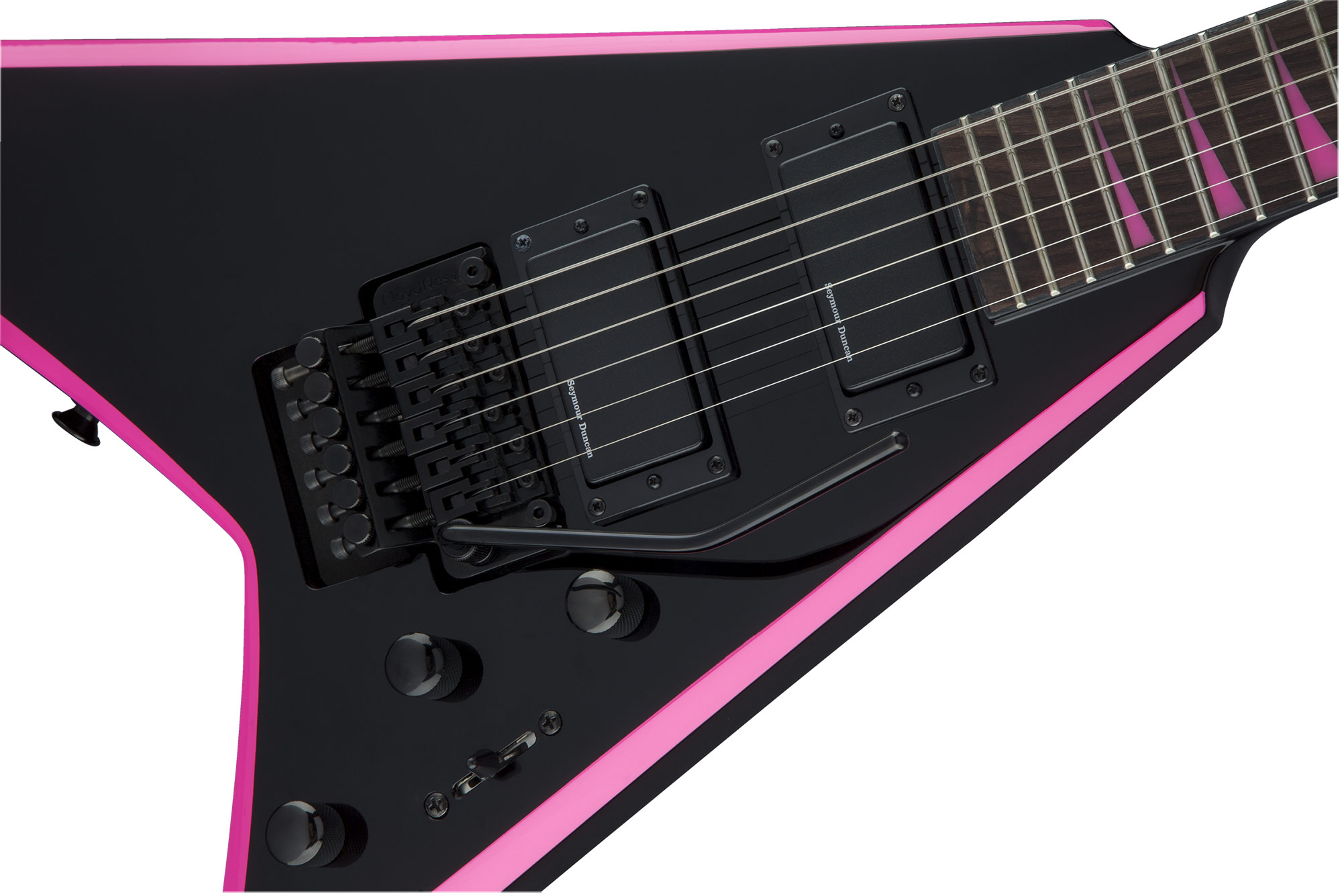 Jackson Rhoads Rrx24 Hh Seymour Duncan Fr Rw - Black With Pink Bevels - Guitare Électrique MÉtal - Variation 2