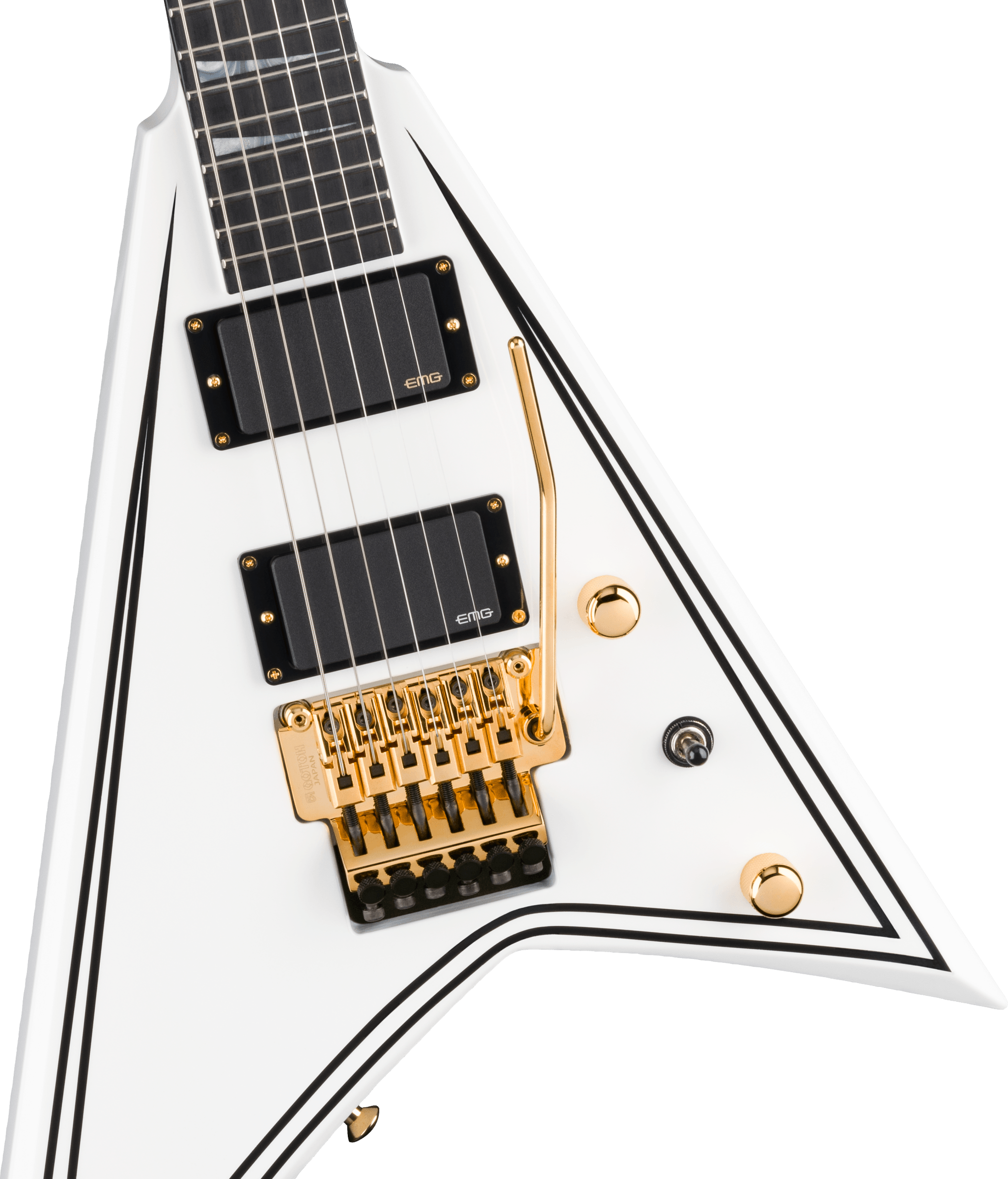 Jackson Rr24mg Mj Series Jap Fr Hh Eb - White With Black Pinstripes - Guitare Électrique MÉtal - Variation 2