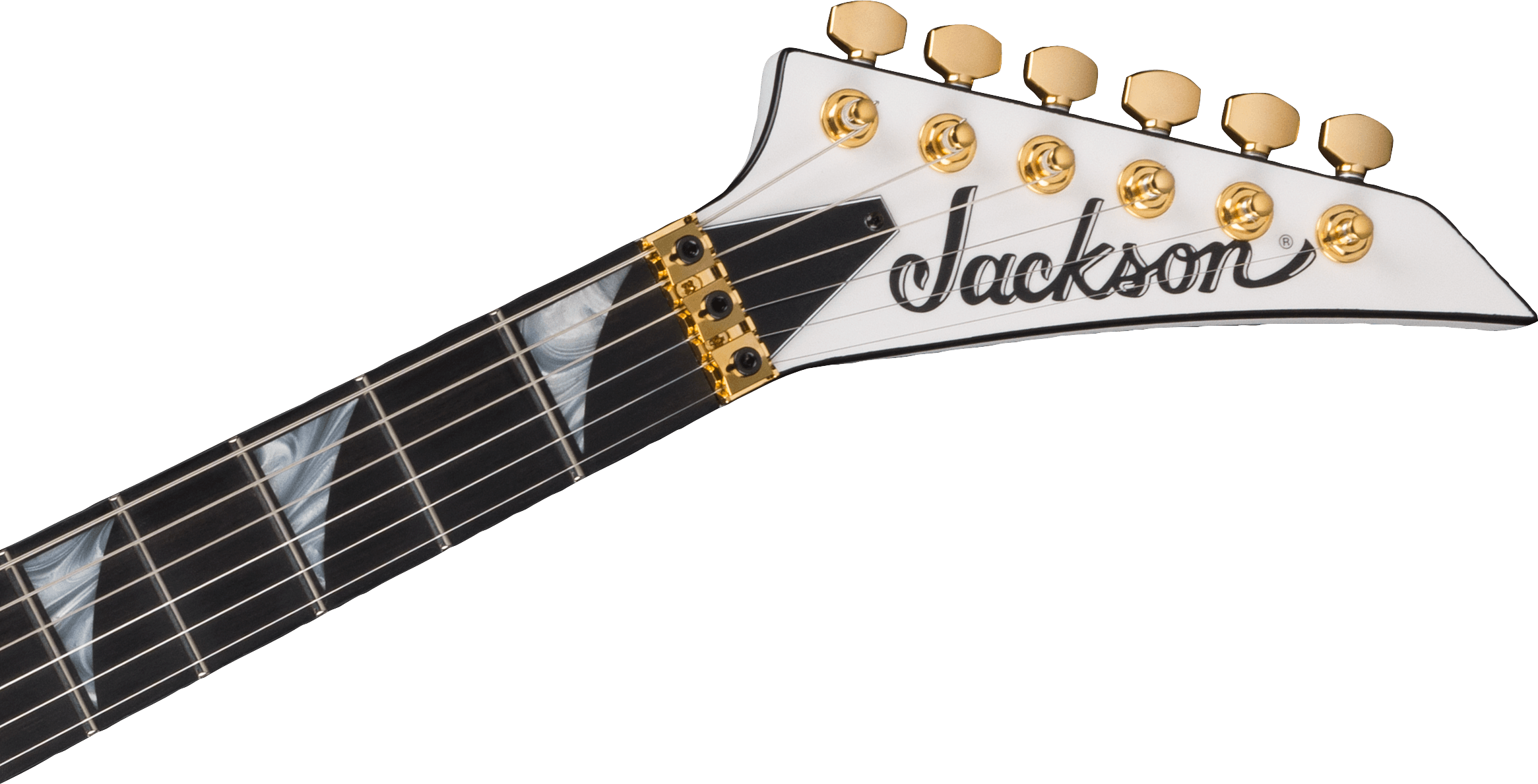 Jackson Rr24mg Mj Series Jap Fr Hh Eb - White With Black Pinstripes - Guitare Électrique MÉtal - Variation 4