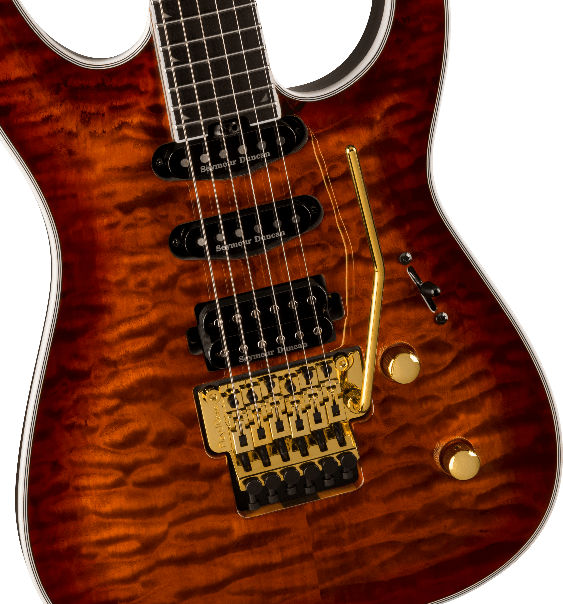 Jackson Soloist Sla3q Pro Plus Hss Seymour Duncan Fr Eb - Amber Tiger Eye - Guitare Électrique Forme Str - Variation 2