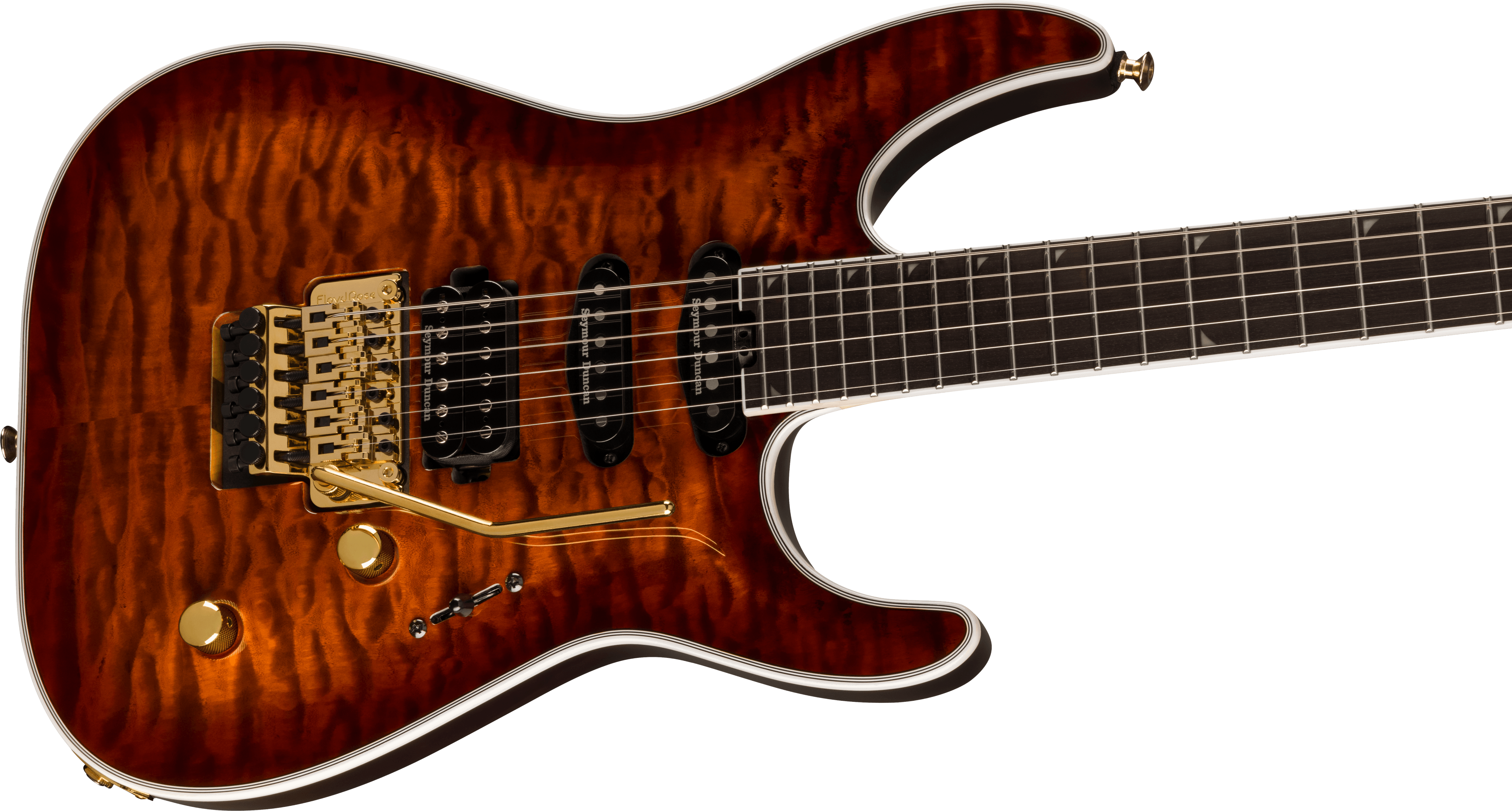 Jackson Soloist Sla3q Pro Plus Hss Seymour Duncan Fr Eb - Amber Tiger Eye - Guitare Électrique Forme Str - Variation 3