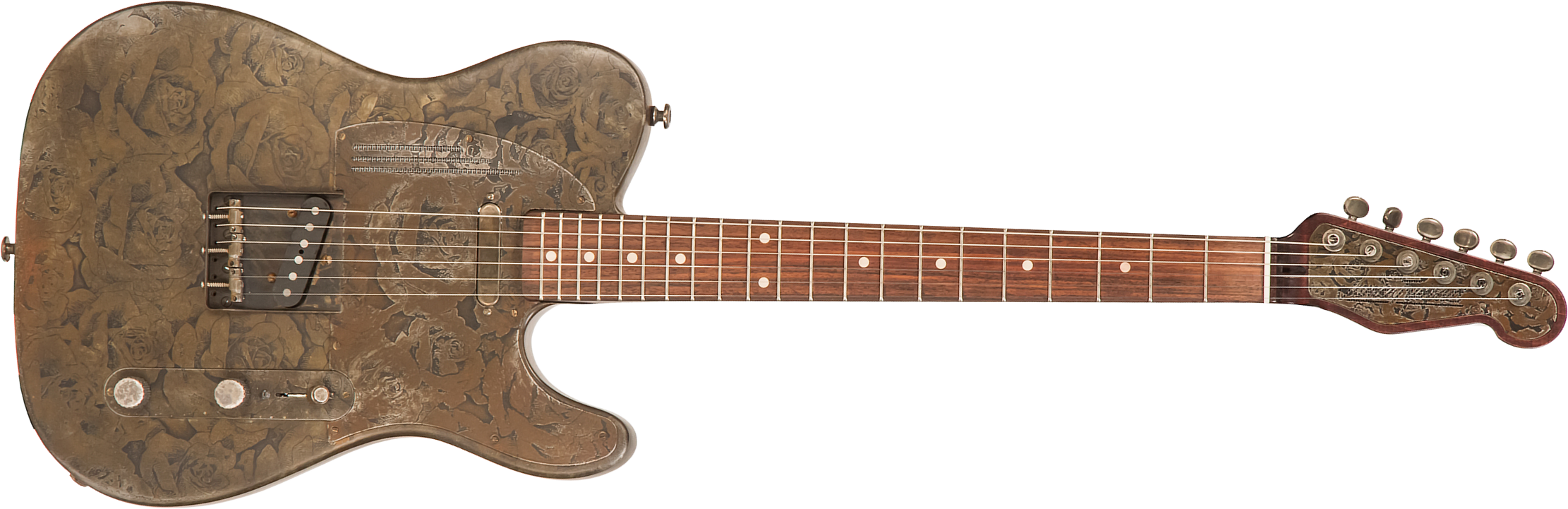 James Trussart Steelcaster Perf.back 2s Ht Rw #21000 - Rusty Roses - Guitare Électrique 1/2 Caisse - Main picture