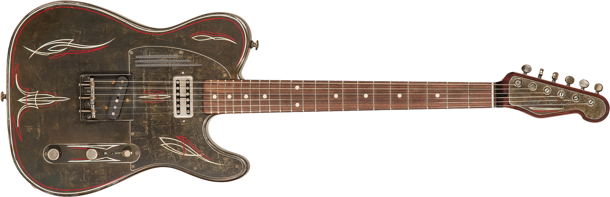 James Trussart Steelcaster Perf.back Sh Tv Jones Ht Rw #21167 - Rust O Matic Pinstriped - Guitare Électrique Forme Tel - Main picture