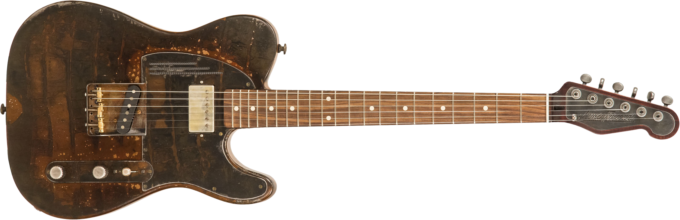 James Trussart Steelcaster Plain Back Sh Pf #20034 - Rust O Matic Gator - Guitare Électrique 1/2 Caisse - Main picture