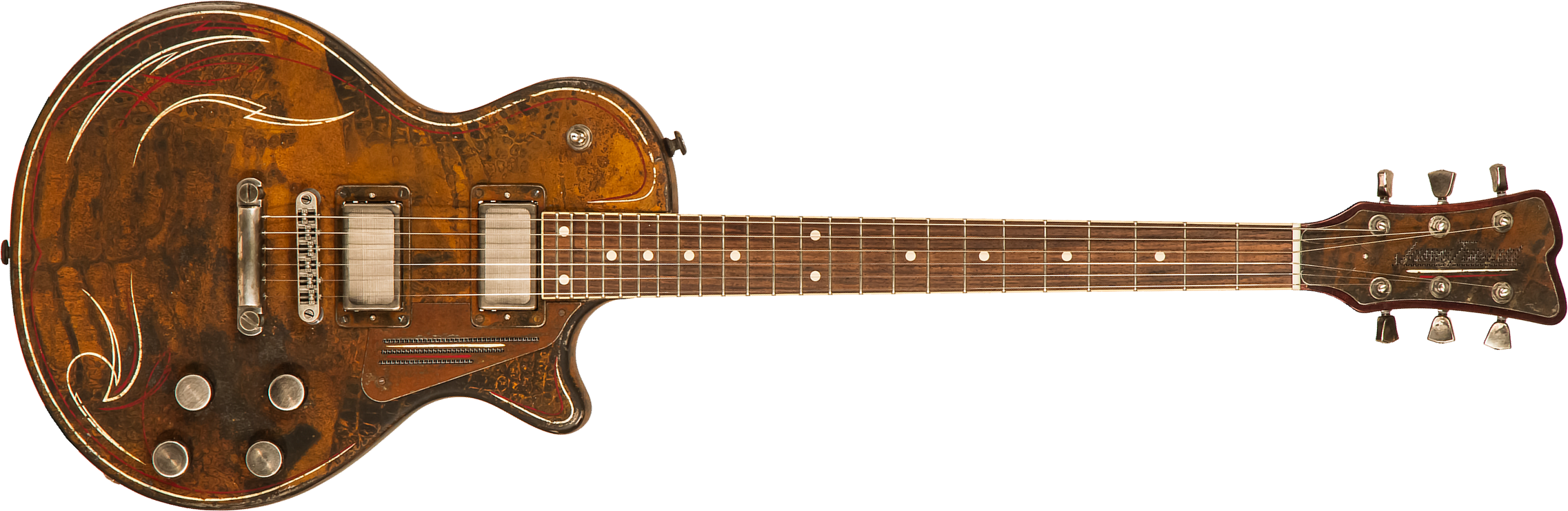 James Trussart Steeldeville Perf.back 2h Ht Rw #21171 - Rust O Matic Pinstriped - Guitare Électrique Single Cut - Main picture