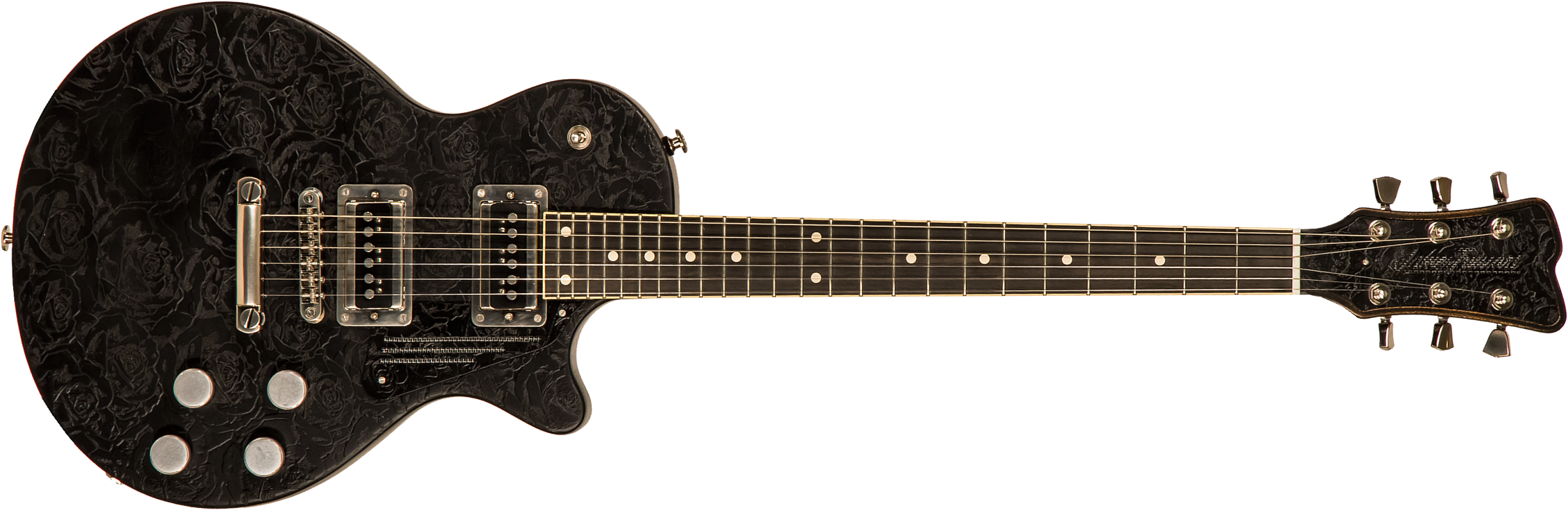 James Trussart Steeldeville Perf.back 2h Seymour Duncan Ht Rw #21008 - Black On Roses - Guitare Électrique Single Cut - Main picture