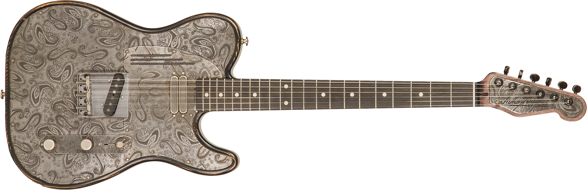 James Trussart Steeltopcaster Sh Ht Eb #21135 - Antique Silver Paisley - Guitare Électrique Forme Tel - Main picture