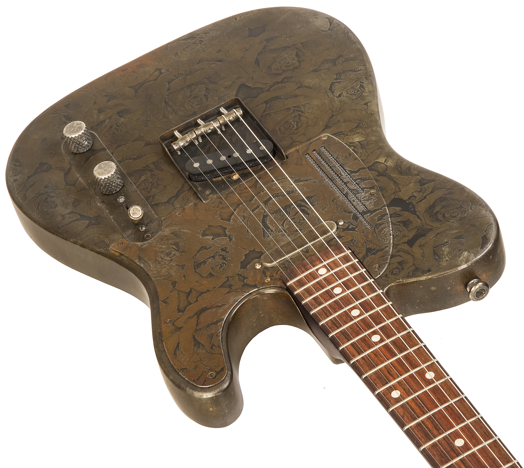 James Trussart Steelcaster Perf.back 2s Ht Rw #21000 - Rusty Roses - Guitare Électrique 1/2 Caisse - Variation 1