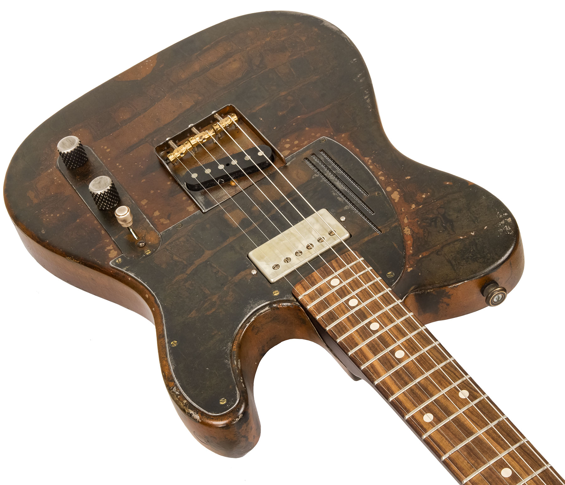 James Trussart Steelcaster Plain Back Sh Pf #20034 - Rust O Matic Gator - Guitare Électrique 1/2 Caisse - Variation 2