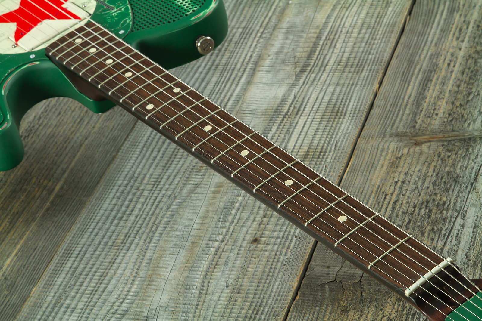 James Trussart Steelcaster Sh Ht Rw #26052 - Red Star Holey Gator Pickguard - Guitare Électrique 1/2 Caisse - Variation 6