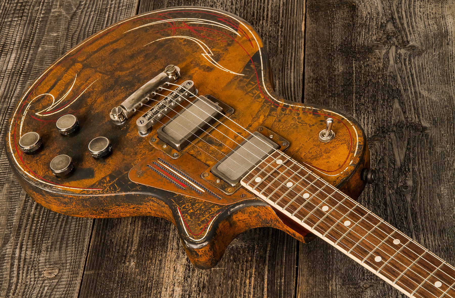 James Trussart Steeldeville Perf.back 2h Ht Rw #21171 - Rust O Matic Pinstriped - Guitare Électrique Single Cut - Variation 1