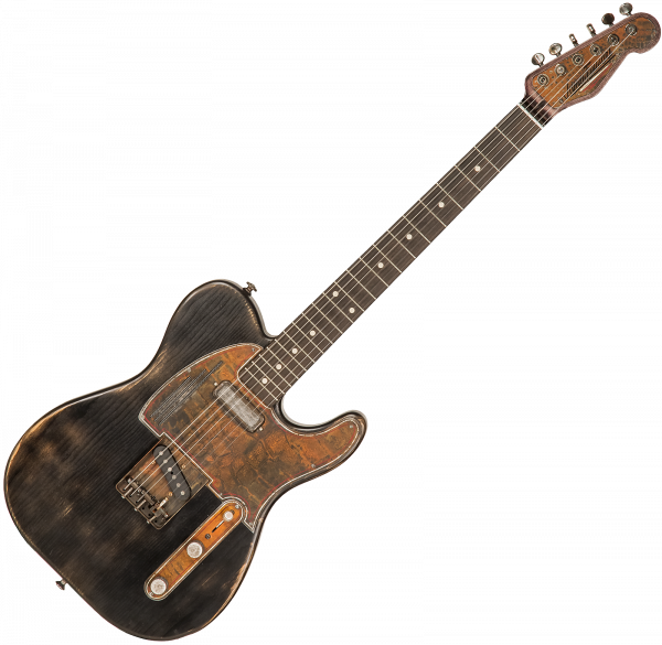 Guitare électrique solid body James trussart SteelGuardCaster with Glaser B Bender #21062 - Rust o matic pinstriped black nitro