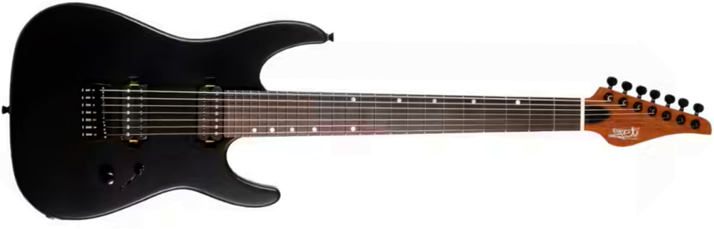 Jet Guitars Js507 Stygian 7c Baritone 2h Ht Rw - Satin Black - Guitare Électrique Baryton - Main picture