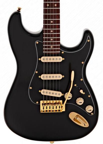 Guitare électrique forme str Jet guitars JS-380 BK G - black