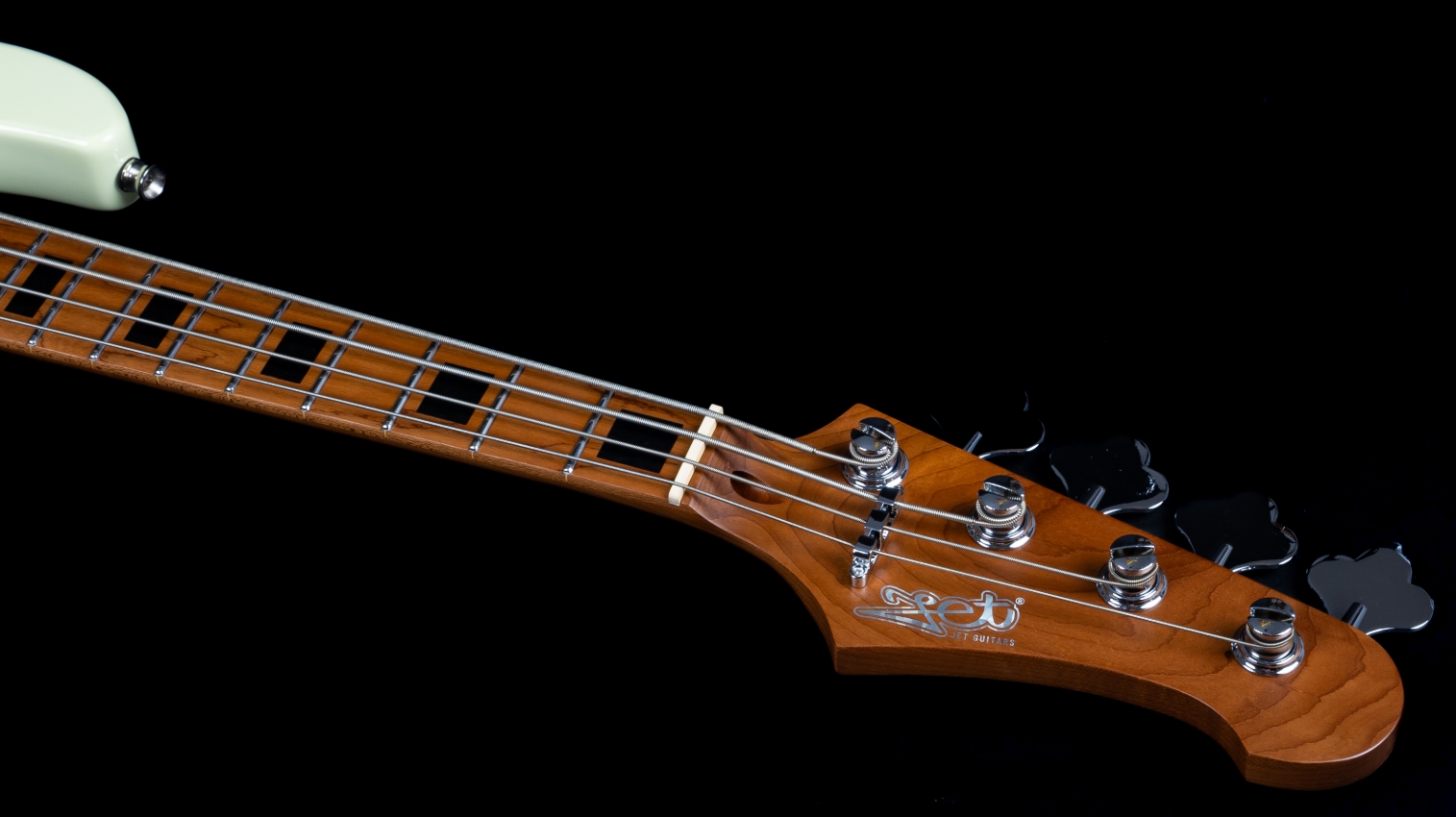 Jet Guitars Jjb300 Travel Ow Shsc Mn - Olympic White - Basse Électrique Voyage - Variation 4