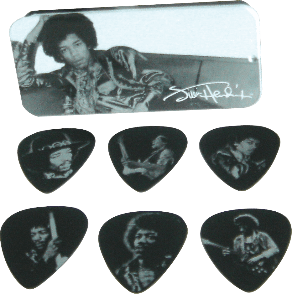 Jim Dunlop Jh-pt05h - BoÎte Metal Collector Jimi Hendrix 12 MÉdiators Silver Portrait Heavy - MÉdiator & Onglet - Main picture