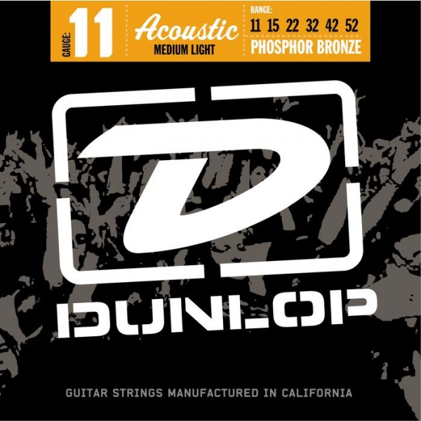 Cordes guitare acoustique Jim dunlop Acoustic Phosphor Bronze Medium Light 11-52 - Jeu de 6 cordes
