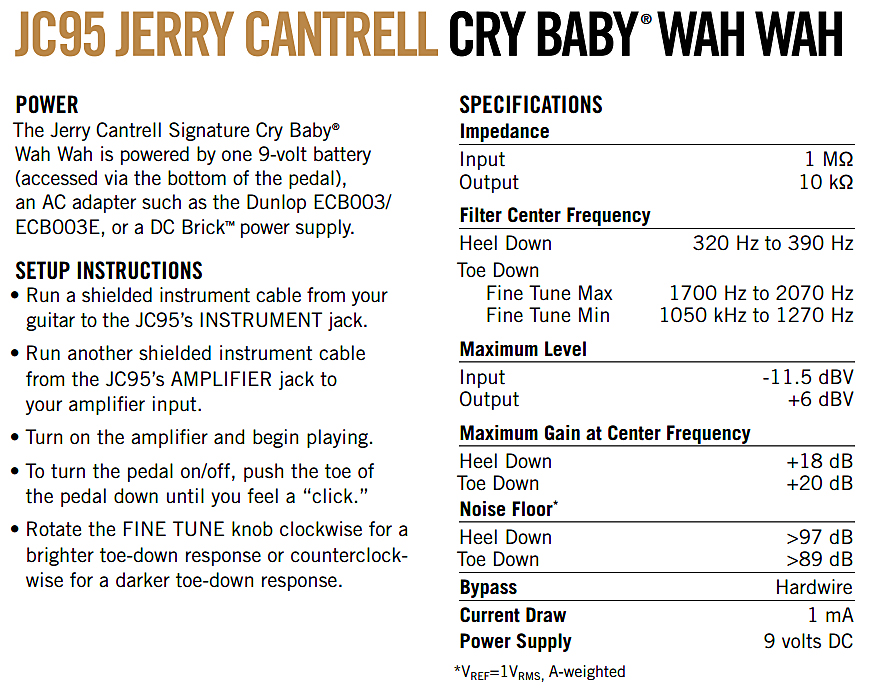 Jim Dunlop Jc95 Jerry Cantrell Signature Cry Baby Wah - PÉdale Wah / Filtre - Variation 2