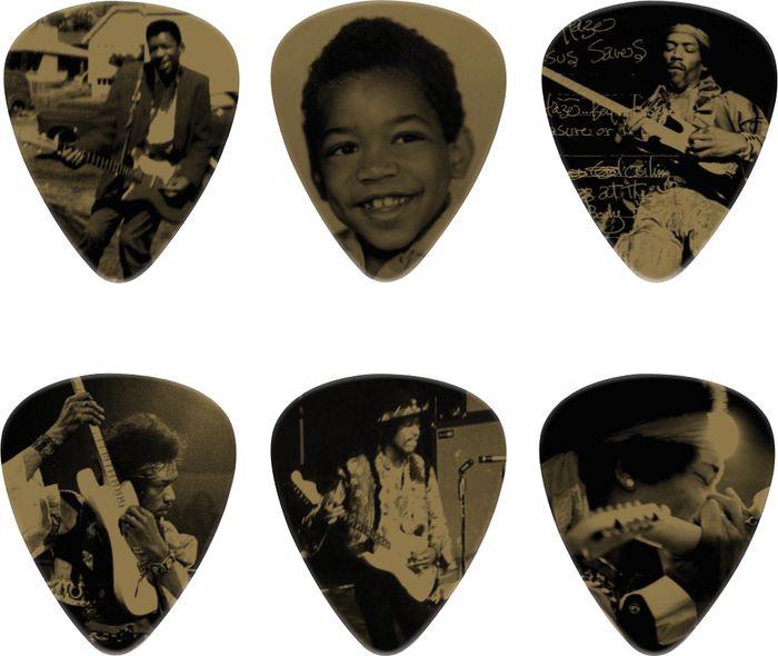 Jim Dunlop Jh-pt10h Lot De 6 Jimi Hendrix West Coast Seattle Boy - MÉdiator & Onglet - Variation 1