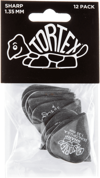 Boîte Métallique Pics Guitare Médiators Noirs 1.35mm Médiators Dunlop Tortex Sharp - Lot De 12, 1.35mm, Noir, Boîte Métallique, Pour Guitare III Picks Médiator Guitare 0.88mm Vert