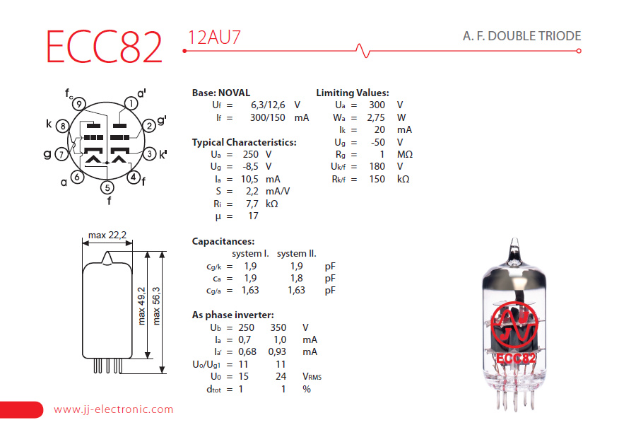 Jj Electronic 12au7  Ecc82 - Lampe Ampli - Variation 1