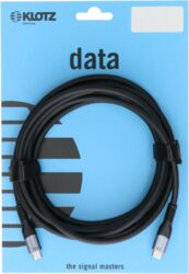 Câble Klotz USB 3.2 Câble noir 2m, Plug C - Plug C / 20G, 100W, 4K@60Hz
