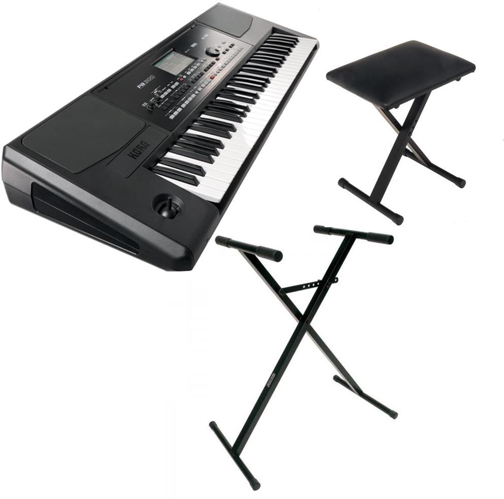 Pack clavier synthétiseur Korg PA300 + stand X + banquette X