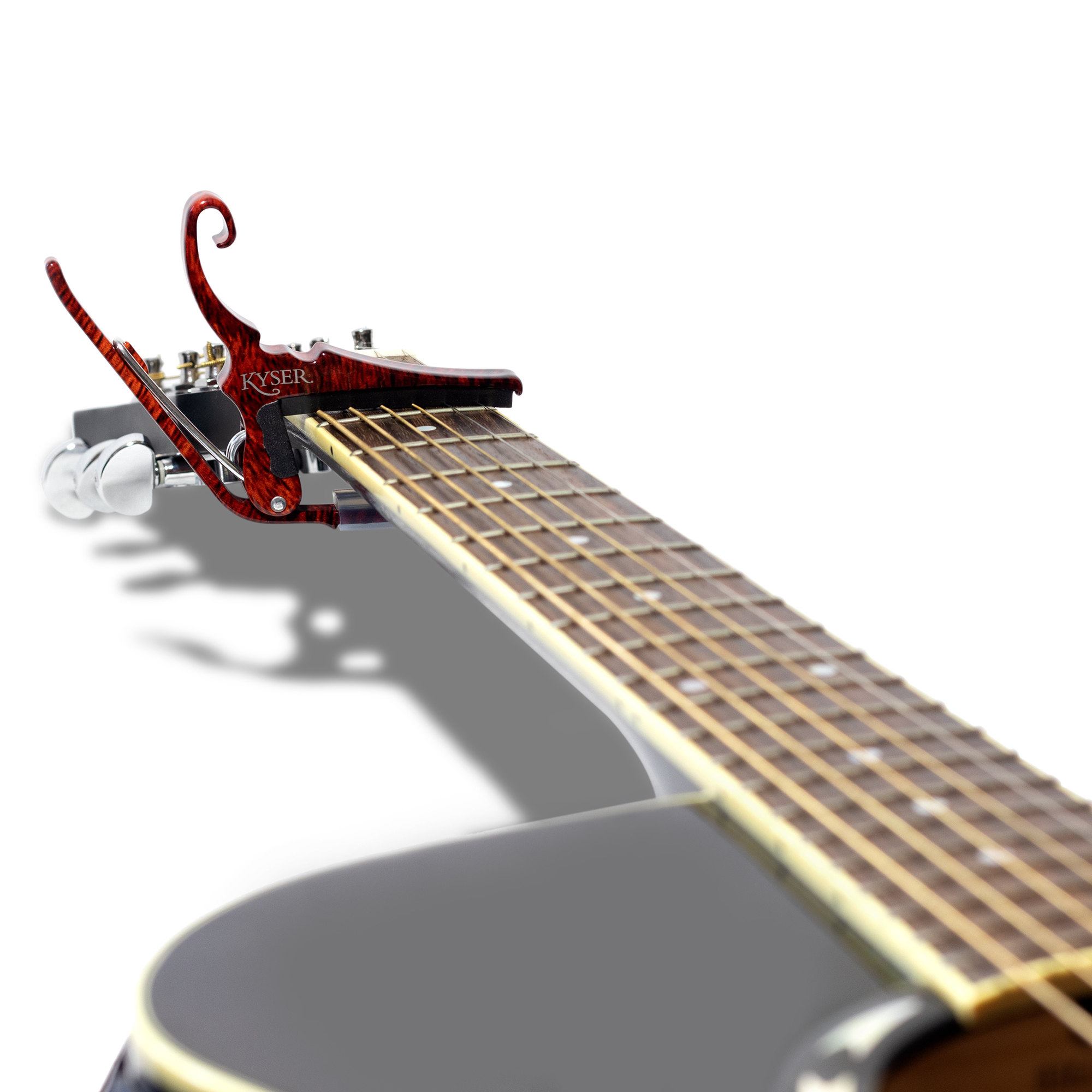 Kyser Capodastre Guitare Acoustique Quick-change Kg6 DÉco Bois - Couleur Bois De Rose - Capodastre & Fatfinger - Variation 2
