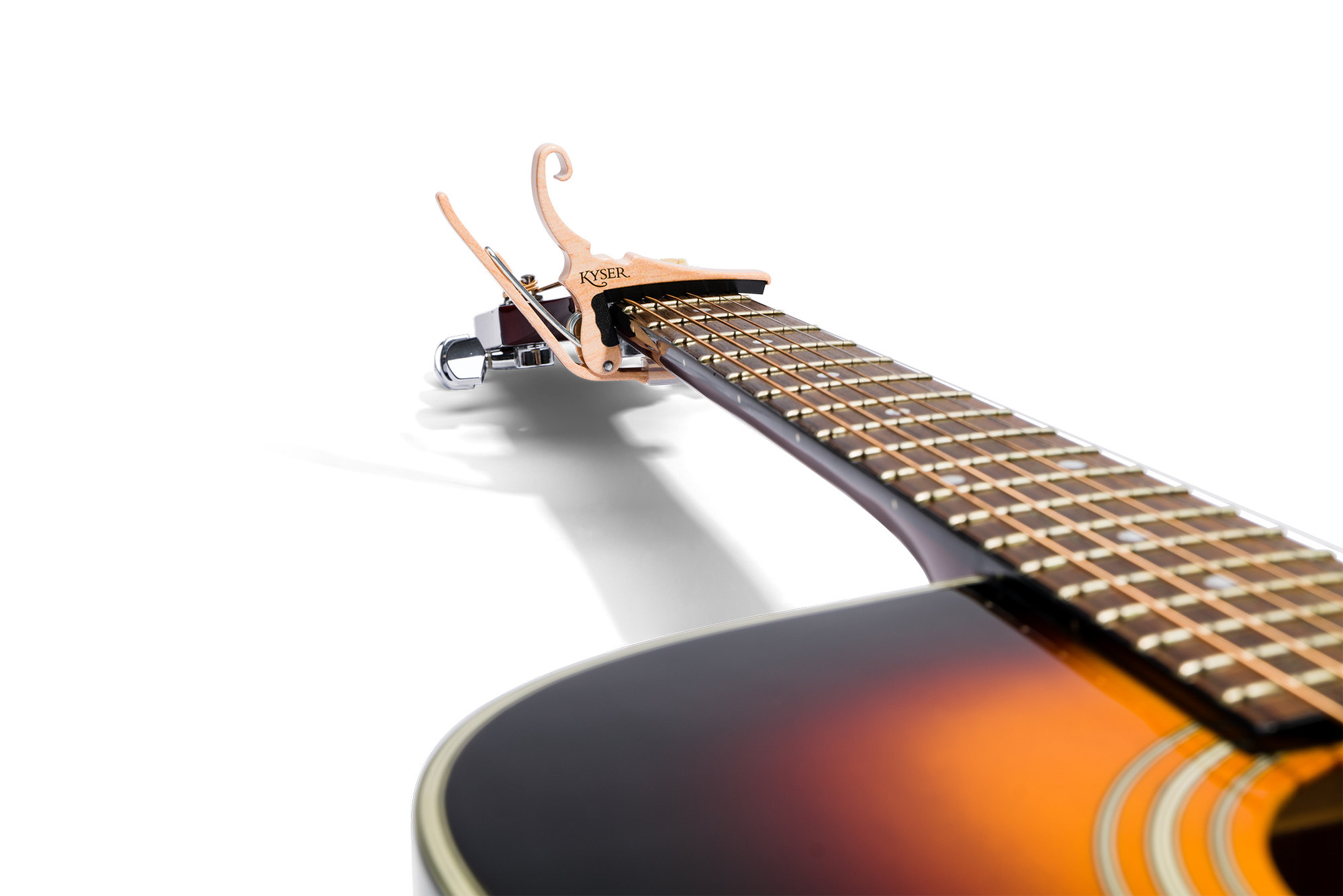 Kyser Capodastre Guitare Acoustique Quick-change Kg6 DÉco Bois - Couleur Erable - Capodastre & Fatfinger - Variation 2
