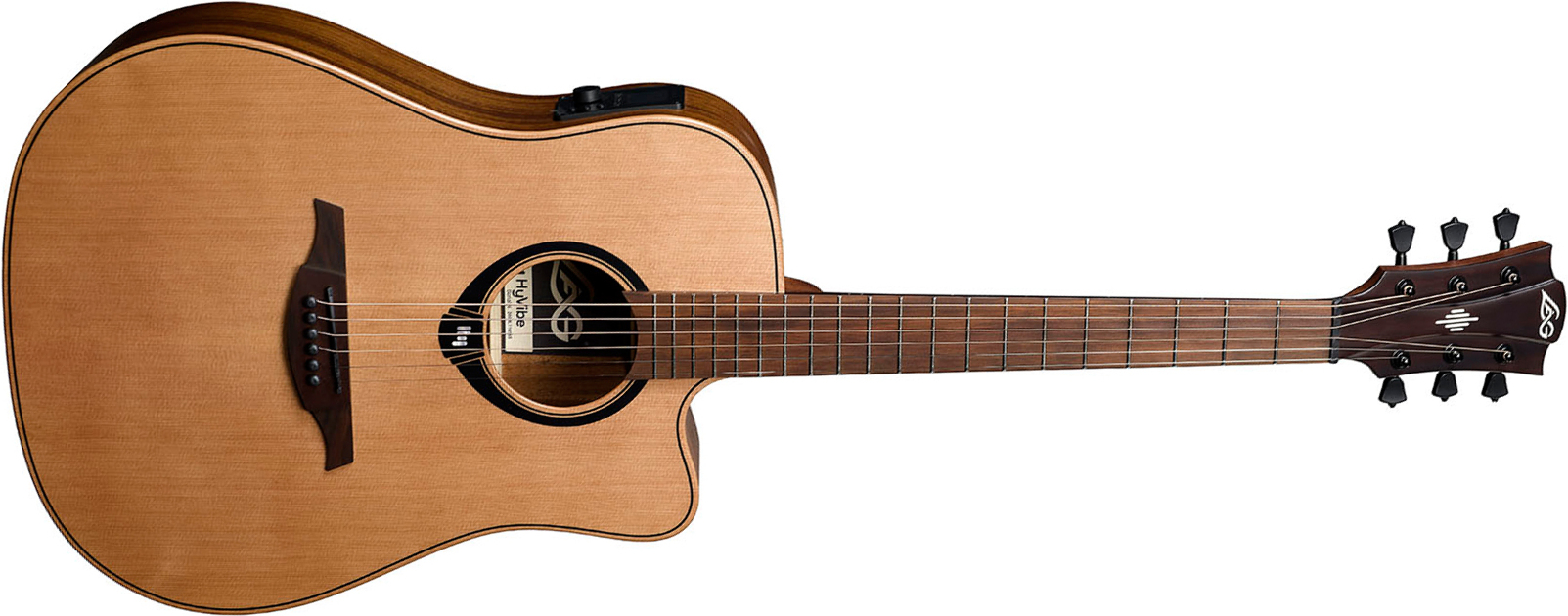 Lag Hv10dce Hyvibe H2 Dreadnought Cw Cedre Khaya Bra - Natural - Guitare Folk - Main picture