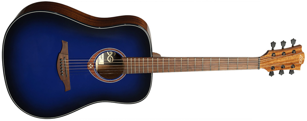 Lag T-blue-d Tramontane Dreadnought Cedre Acajou Bkbr - Blue Burst - Guitare Acoustique - Main picture