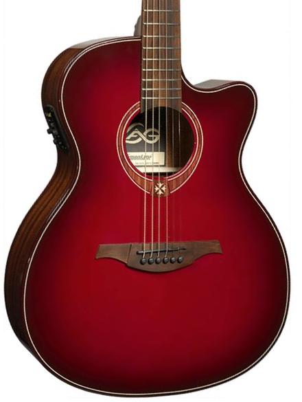 Lag T-red Ace Ltd Auditorium Cedre Khaya Brbw - Red Burst - Guitare Folk - Main picture
