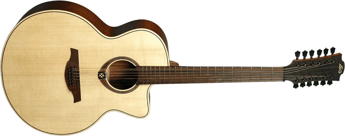 Lag T177j12ce Tramontane Jumbo Cw 12-cordes Epicea Khaya Bro - Naturel - Guitare Electro Acoustique - Main picture