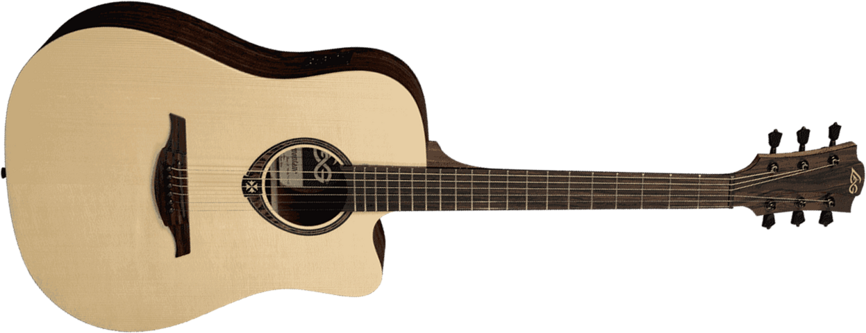 Lag T270dce Tramontane Dreadnought Cw Epicea Snakewood - Naturel - Guitare Electro Acoustique - Main picture