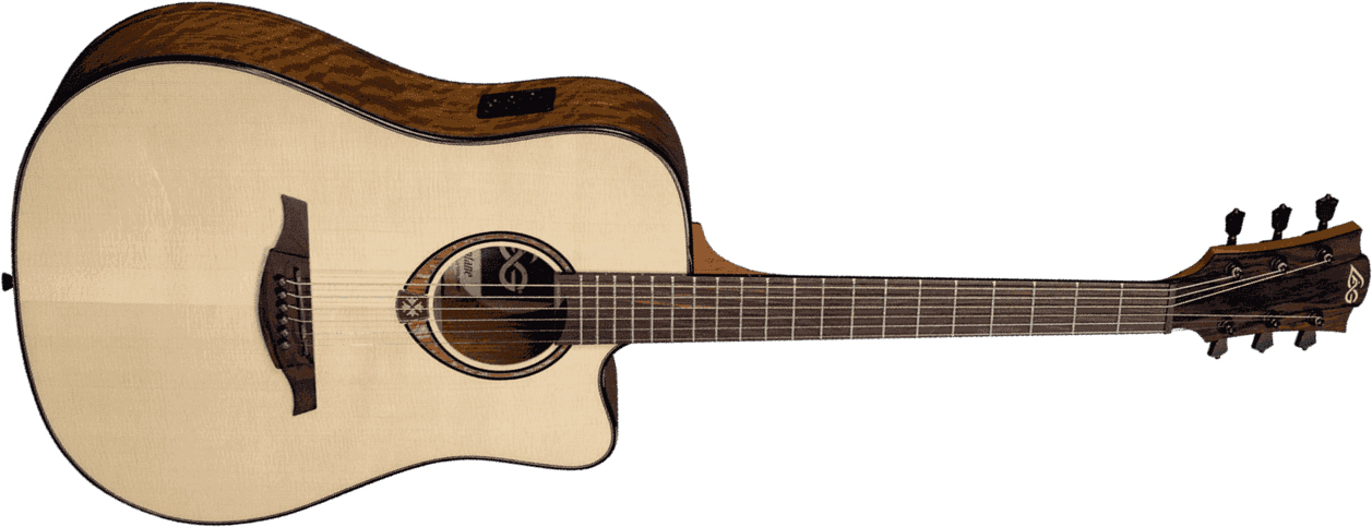 Lag T318dce Tramontane Dreadnought Cw Epicea Ovangkol Bro - Naturel - Guitare Electro Acoustique - Main picture