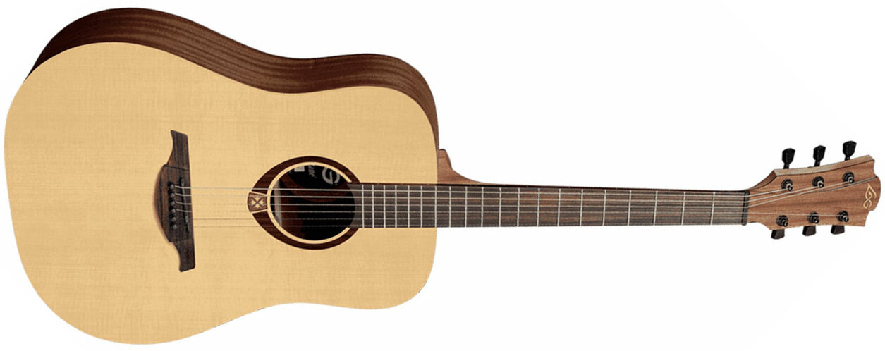 Lag T70d Tramontane Dreadnought Epicea Sapele Bro - Naturel Satin - Guitare Acoustique - Main picture