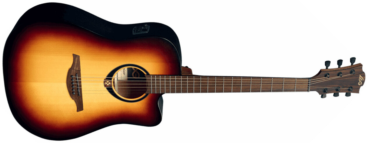 Lag T70dce Brb Tramontane Dreadnought Cw Epicea Sapele - Brown Burst - Guitare Electro Acoustique - Main picture