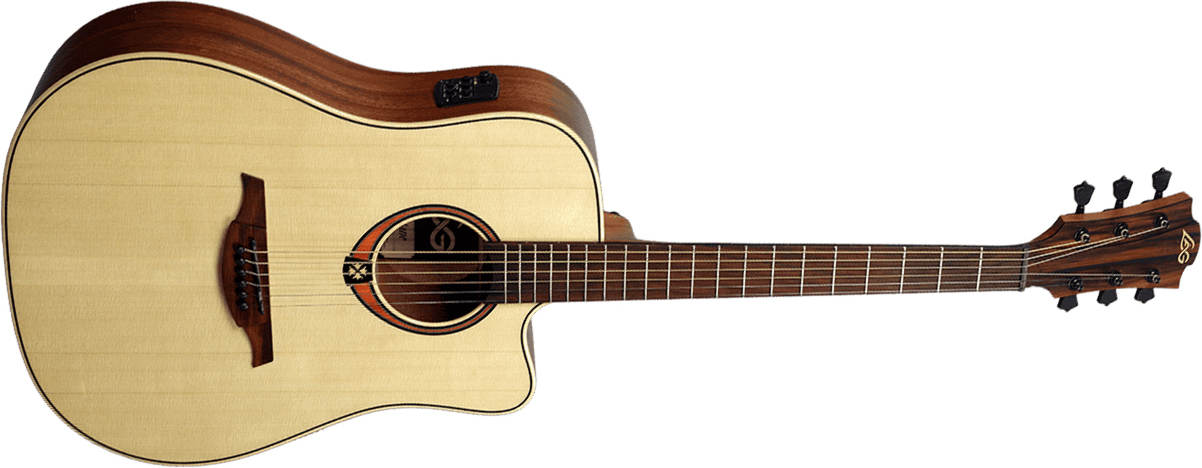 Lag T88dce Tramontane Dreadnought Cw Epicea Khaya Bro - Naturel - Guitare Electro Acoustique - Main picture