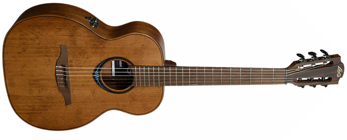 Lag Tnbw1te Bluewave 1 Travel Nylon Cedre Khaya Brbr - Brown - Guitare Classique Format 3/4 - Main picture