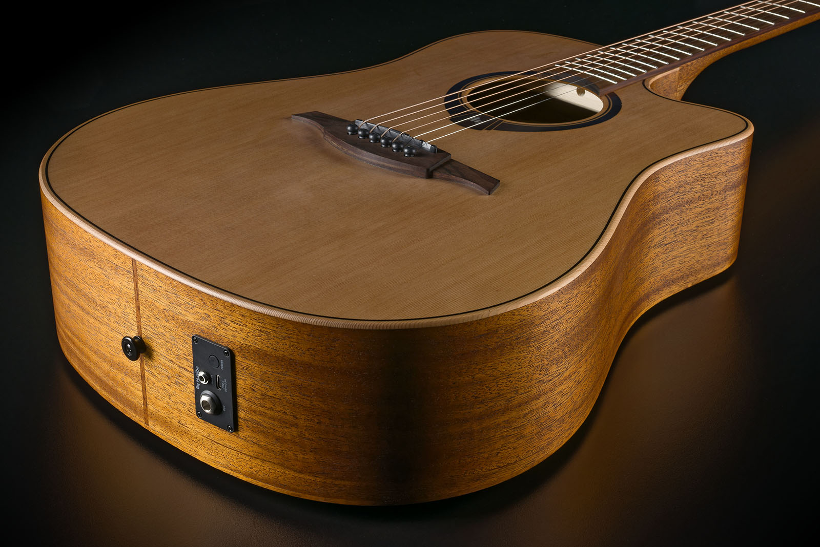 Lag Hv10dce Hyvibe H2 Dreadnought Cw Cedre Khaya Bra - Natural - Guitare Folk - Variation 2
